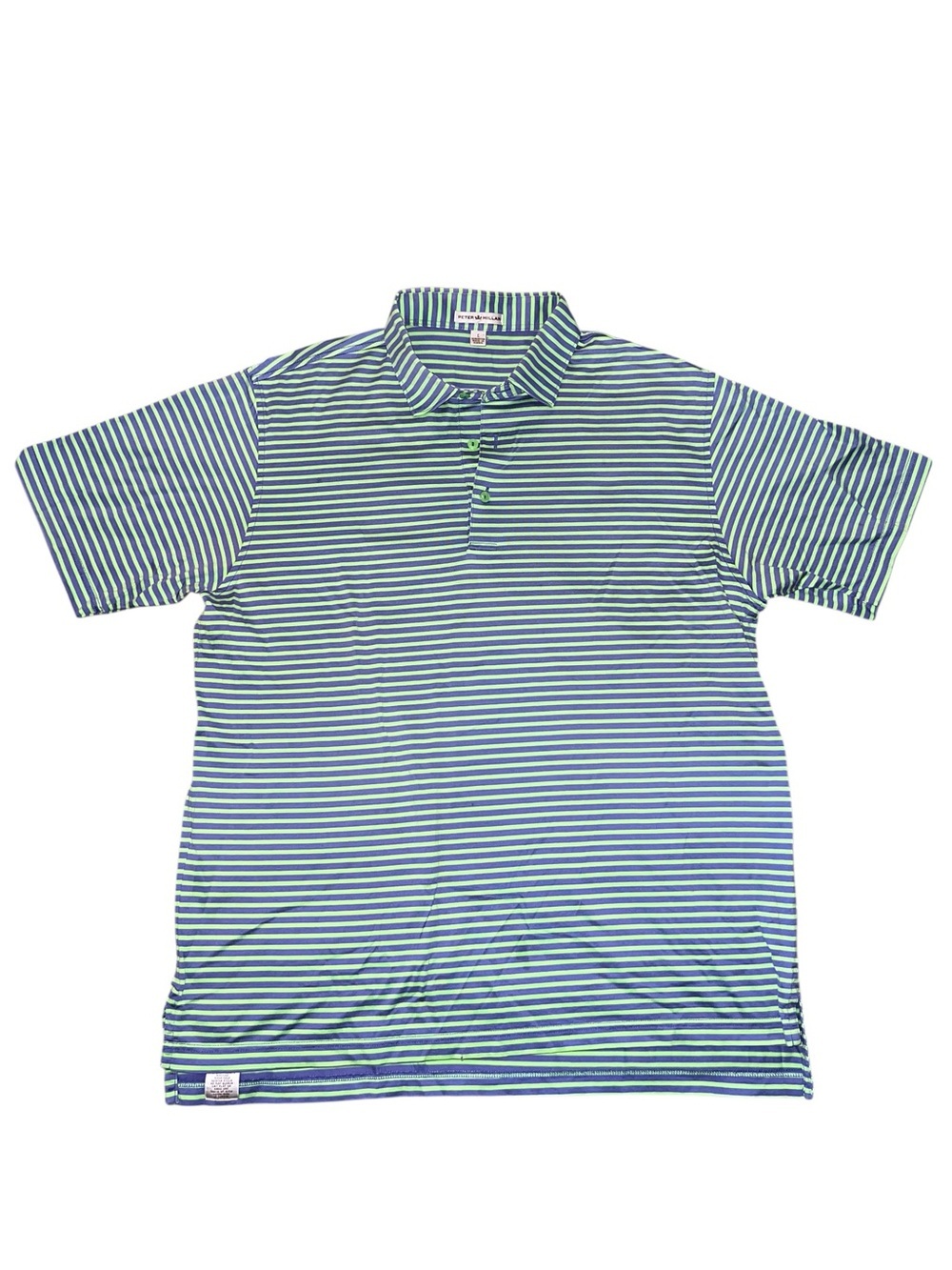 Peter Millar Purple & Green Striped Polo Golf Shirt Men’s Large 100% Cotton Sz L